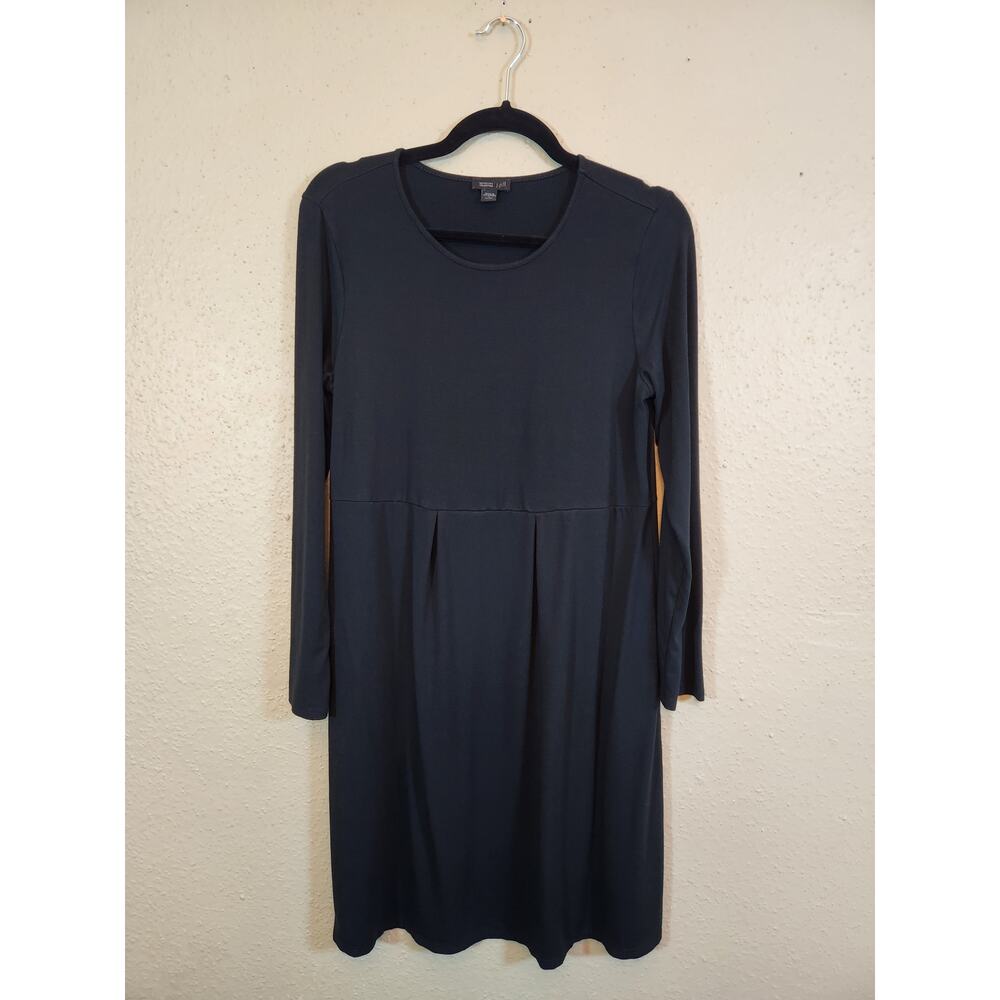 J.Jill Women's‎ Black Scoop Neck Long Sleeve Shirt Dress Casual Modest S Petite